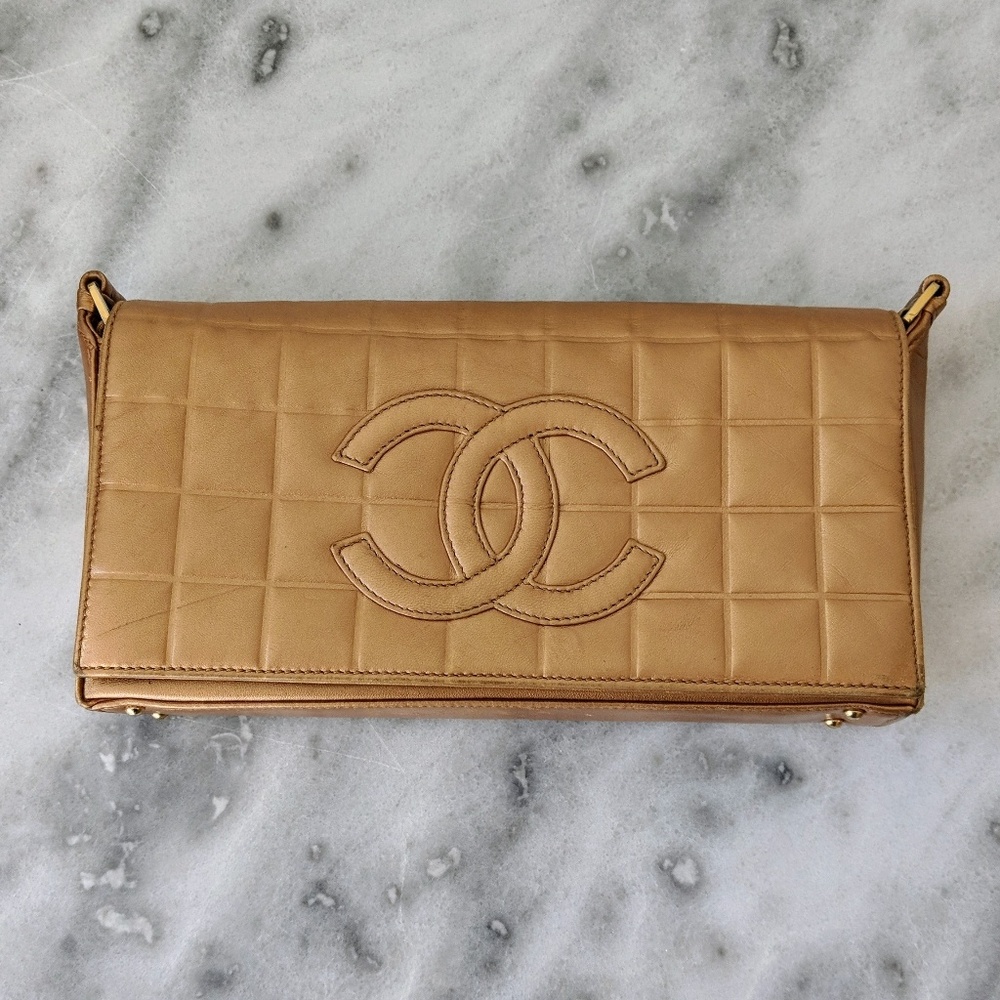 Chanel Gold Leather Mini Quilted Shoulder Bag